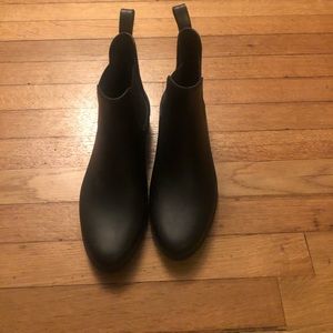Black rubber boots